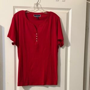 Red Short Sleeve Henley Shirt